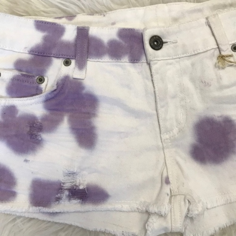 LF Carmar White Purple Tie Dye Cut Off Denim Shorts - New With Tags NWT - Picture 3 of 8